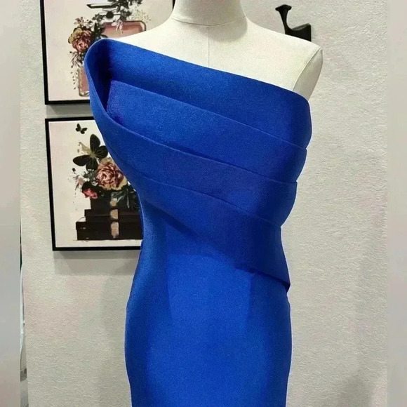 NWT NICOLE BAKTI STRAPLESS EVENING DRESS 7082 Size 8 Royal Blue - Picture 8 of 14